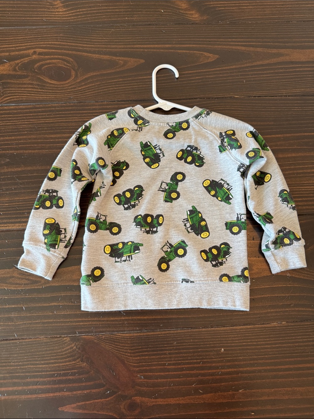 John Deere Gray Sweatshirt with Green & Yellow Tractor Print
